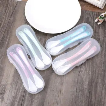 

2pcs Baby Spoon Straight Head Feeding Training Cutlery Dishes Tableware Infant Children Kids Safe Feeder Learning Supplies