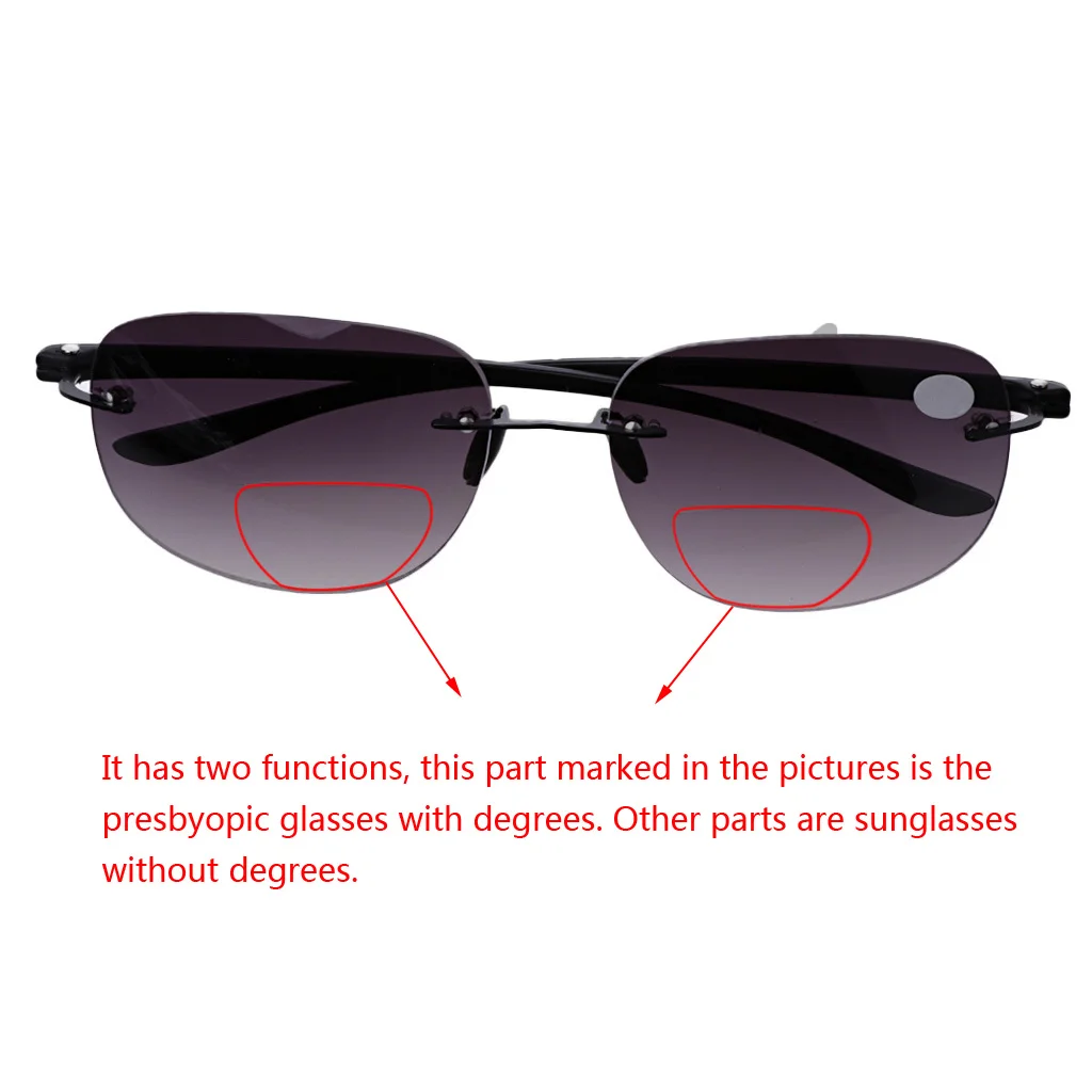 Открытый без оправы Рыбалка бифокальные очки для чтения солнцезащитные очки ридеры+ 1,0+ 1,5+ 2,0+ 2,5+ 3,0+ 3,5
