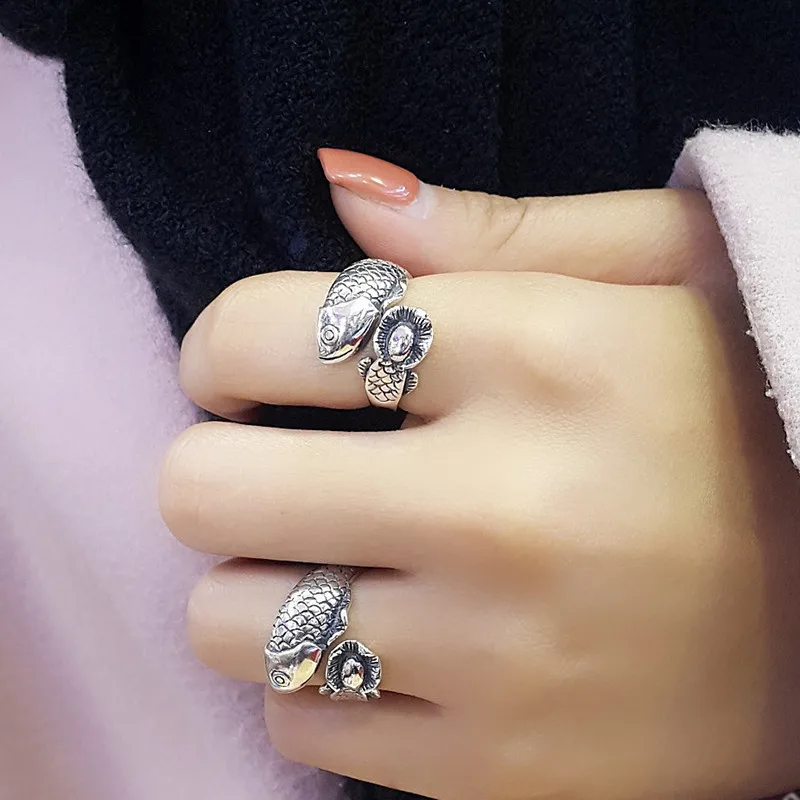 GAGAFEEL100% Настоящее 925 пробы серебряные кольца Arowana винтажные тайские серебряные ювелирные изделия для женщин Подарки на день рождения