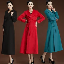 Новое осенне-зимнее красное шерстяное пальто ультра длинное дизайнерское утепленное шерстяное Женское пальто женское Шерстяное Пальто Верхняя одежда