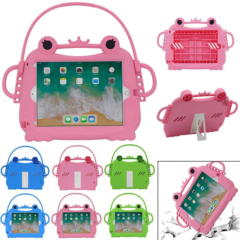 

Kids Shockproof For iPad 9.7'' 2017 2018 Pro 9.7 inch Air 2 Air 1 Cartoon Frog Children Safe Silicone Stand Cover Tablet Case
