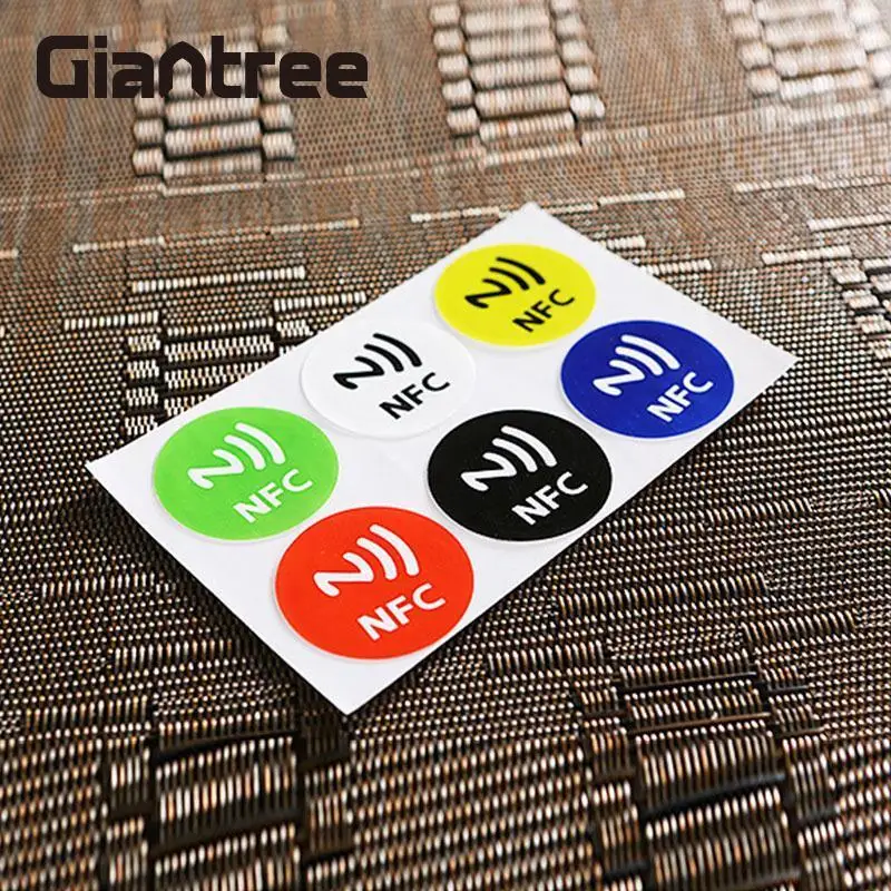 

giantree 6Pcs Waterproof NFC Smart Tags Smartphone Adhesive RFID Label Tag Sticker Compatible with All Phones