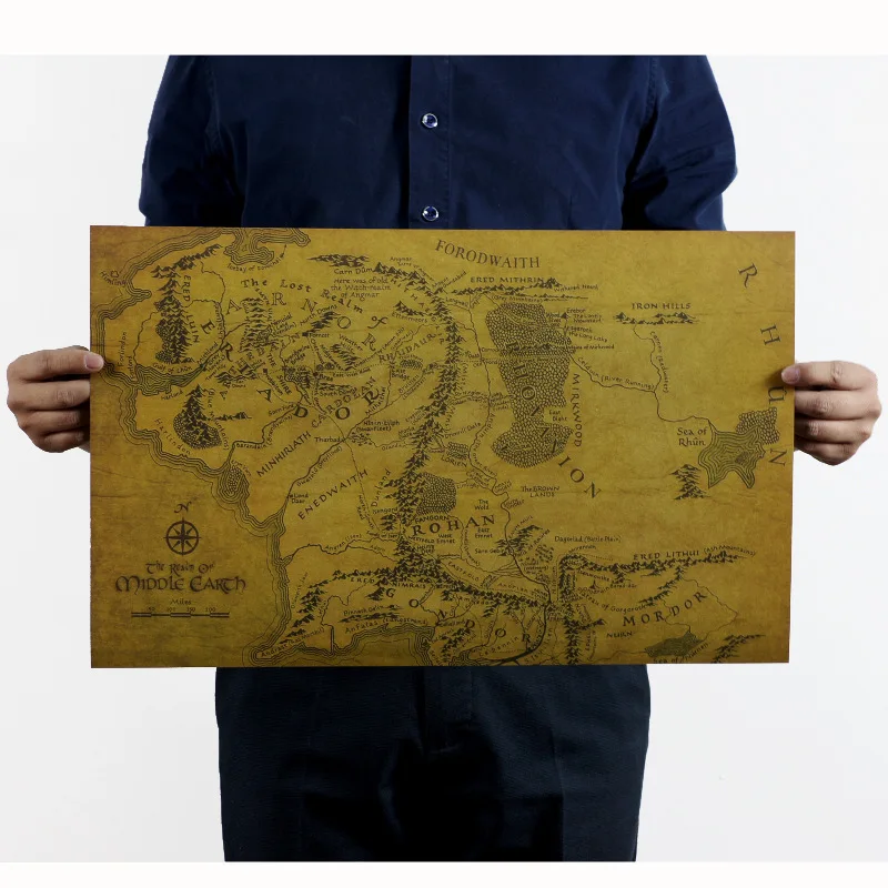 Властелин колец карта Средиземья оберточная бумага в винтажном стиле кино постер для декорации дома товары для рукоделия ретро-плакаты