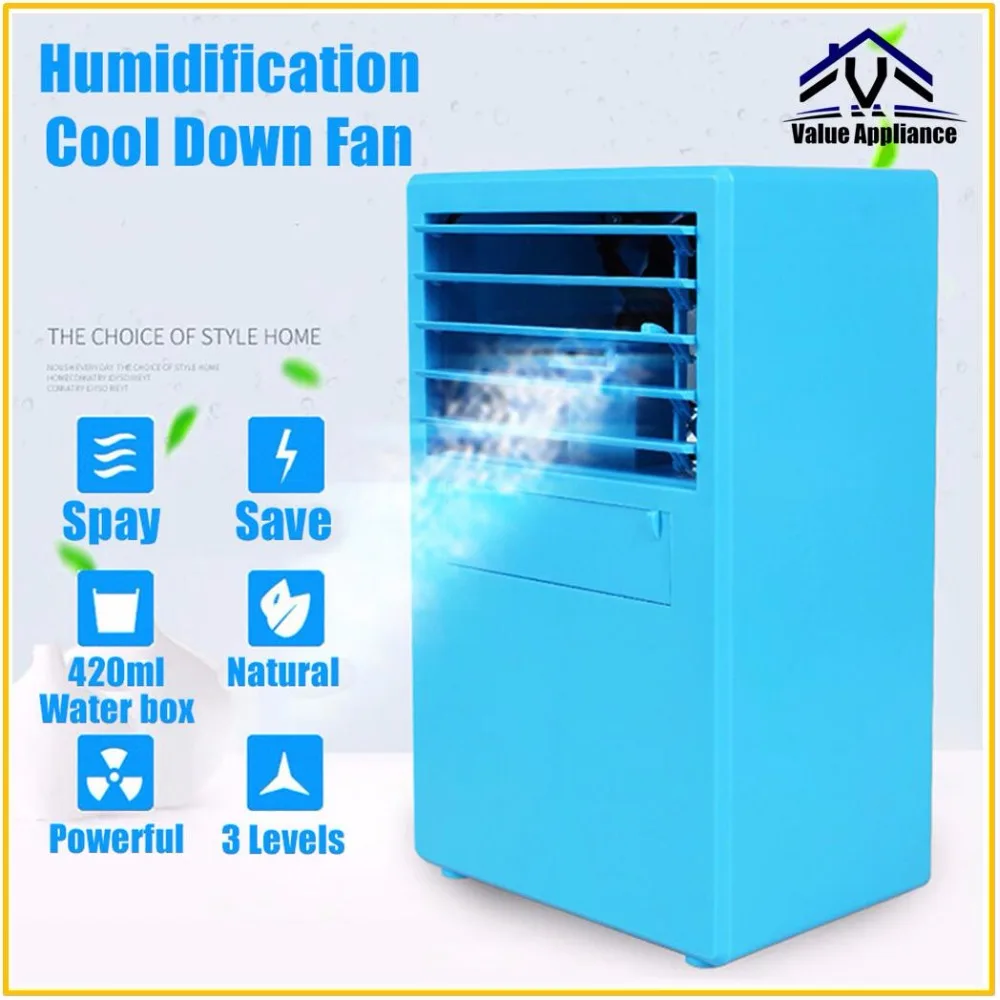 

Mini Spray Electric Air Cooler Portable Fan Air Conditioner for Table Desk Fans with Water fog Cooling Air ConditioningHome