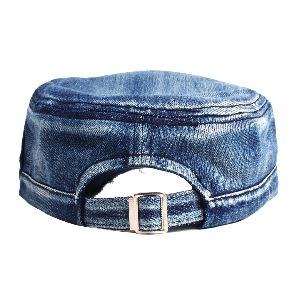 Kaufen Difanni Neue Gewaschen Jeans Armee Kappe Für Männer Frauen Hysterese Military Hut Denim kadett Kappen Gorras Casquette Chapeu Hut Flache top
