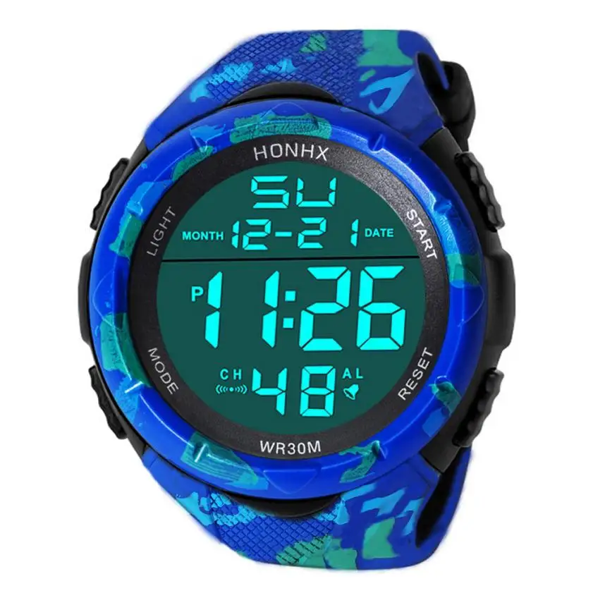 Honhx роскошный бренд для мужчин s спортивные часы для дайвинга 50 м экран резка цифровые светодиодные армейские часы мужские повседневные электронные наручные часы - Цвет: Синий