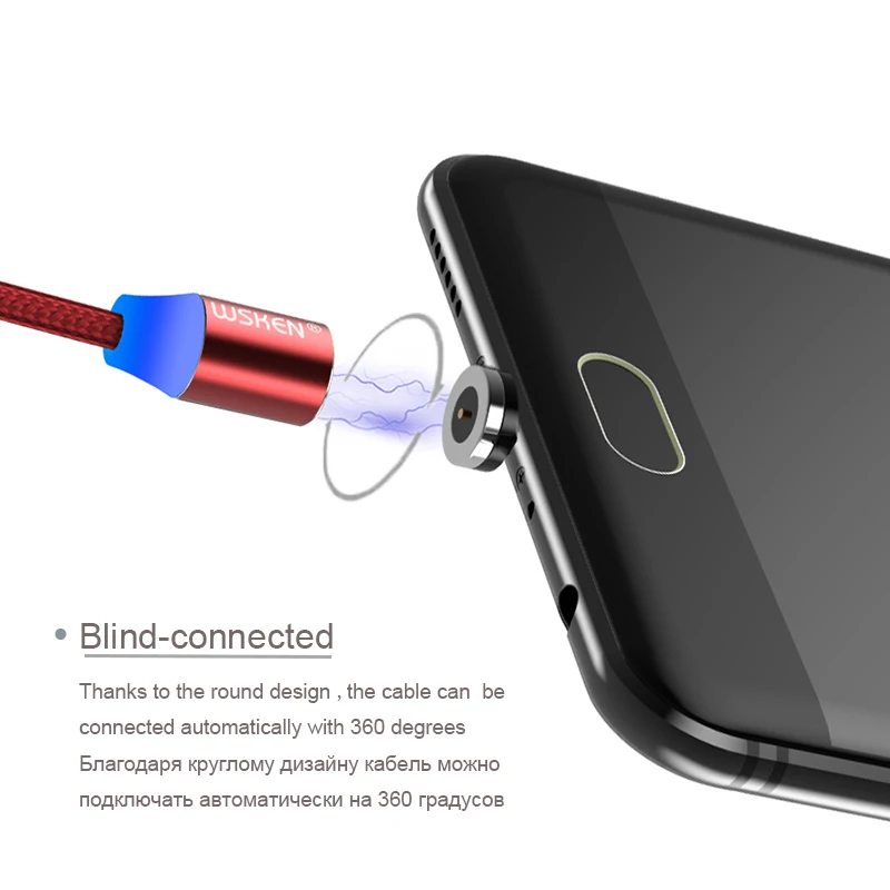 Магнитный кабель WSKEN micro USB type c для samsung galaxy a5 2017 S9 xiaomi redmi note5 forhuawei p20 lite iphone XR
