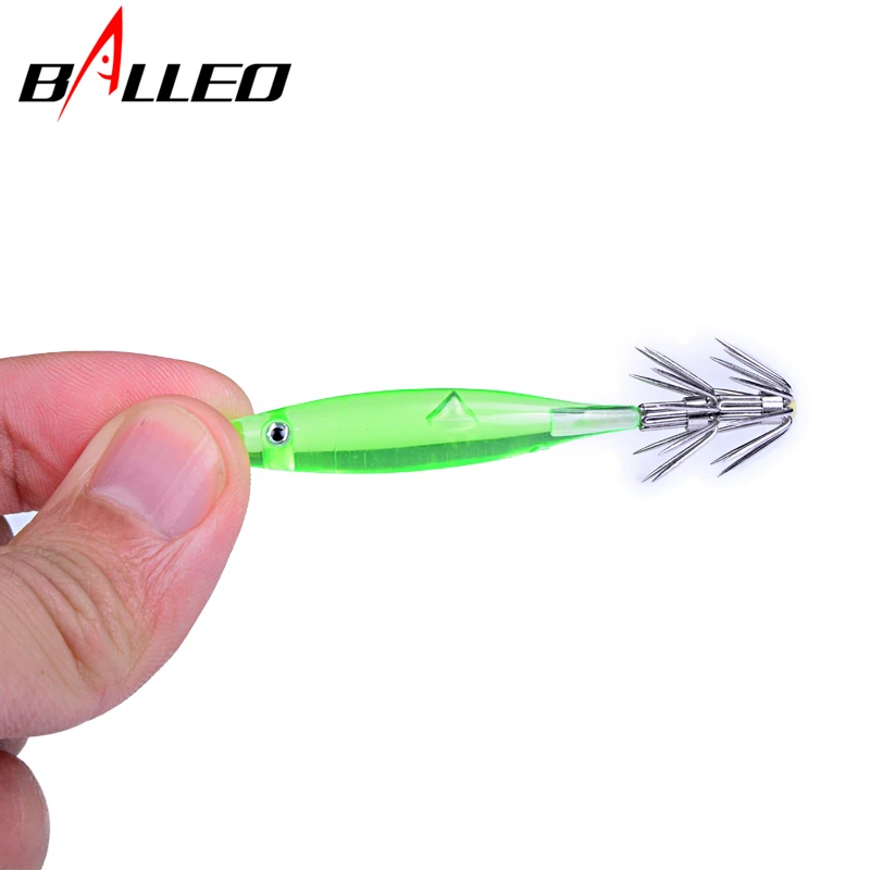 Balleo 10pcs Hard Fishing Lure 7cm/3.5g 5Color Squid High Carbon Steel Hook Octopus Crank Artificial Jigs Cuttlefish Shrimp Bait