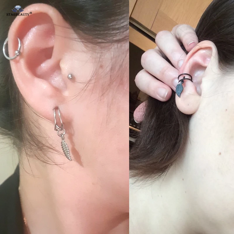 Starbeauty 2 шт./лот вырезанный лист Nonpierced спирали пирсинг для пупка Имитация пирсинга Пирсинг Серьга-кафф серьги-клипсы кольцо в нос имитация