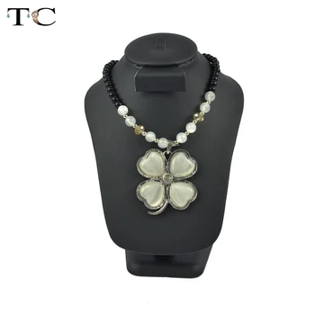 

Black PU Leather Necklace Display Stand 18cm Pendant Jewelry Display Holder Earring Ring Organizer Showcases