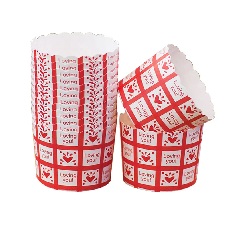 

Big Size 50pcs/bag Red Heart loving you sweet Bride groom Sweet time Rose paper Cupcake baking cups for wedding birthday party