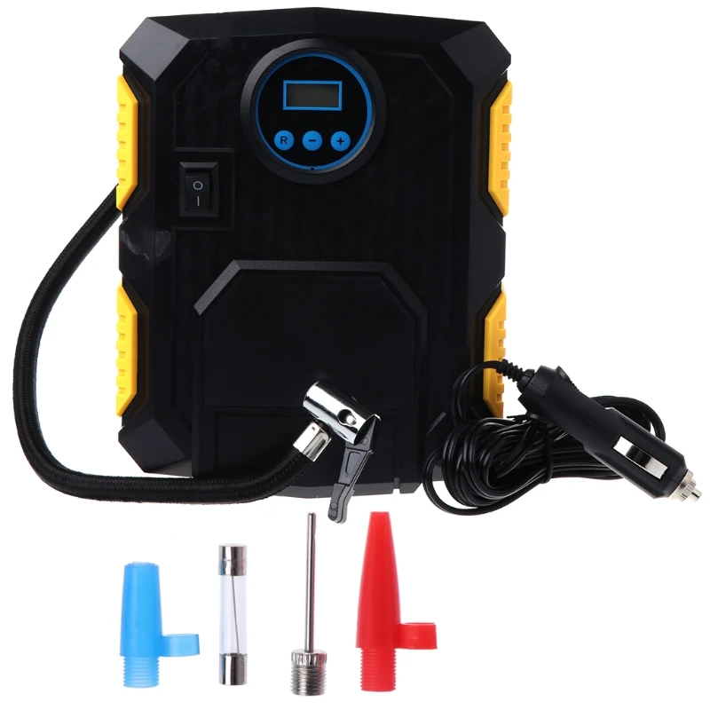 

Hot New 1 Set Portable DC 12V Air Compressor Pump Digital Tire Inflator 12V Auto Car Tire Pump with LED High Quality