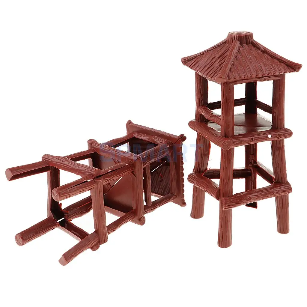 2x Plastic Military Toy Soldier Watch Tower Model Layout for Wargames Scene Prop
