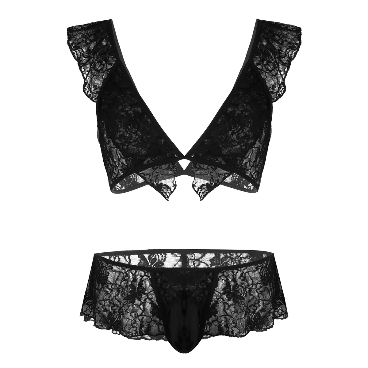 dPois Mens Low Rise G-String Bikini Lingerie with O-Rings and Beads Underwear