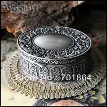 Модный чехол для ювелирных изделий в винтажном стиле, металлическая коробка овальной формы