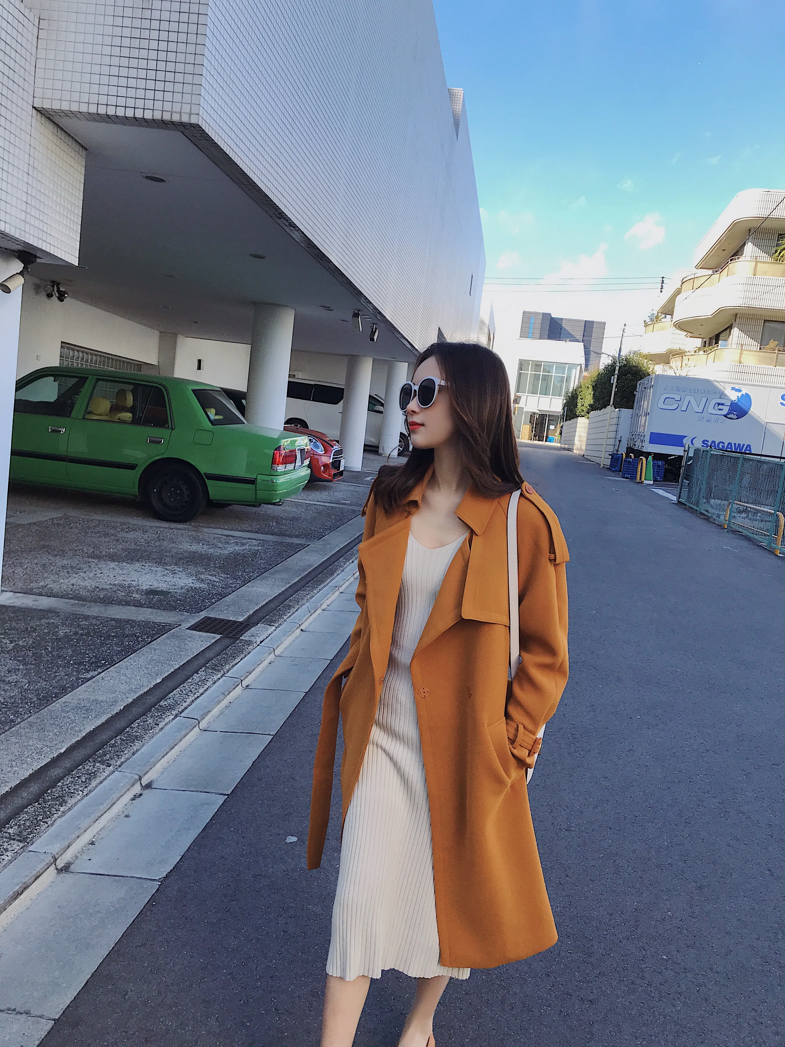 2019 otoño nuevo estilo gabardina abrigo de tela suave color naranja brillante para wome y gabardina larga coreana stylezara * - 6