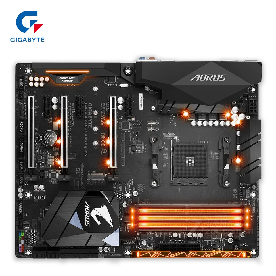 

Gigabyte AORUS GA-AX370-Gaming K5 Original New Desktop Motherboard AX370-Gaming K5 X370 Socket AM4 DDR4 64G USB3.1 ATX