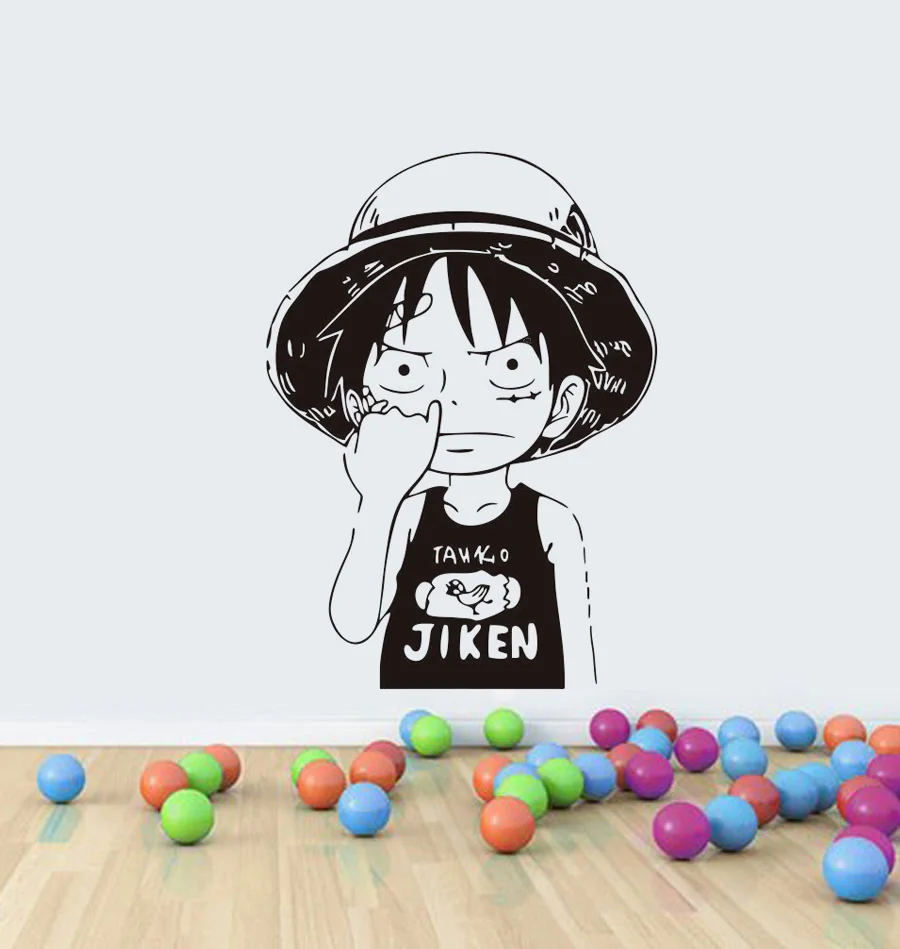 Kartun One Piece Luffy Vinyl Wall Decals Home Decor Anak Kamar Art