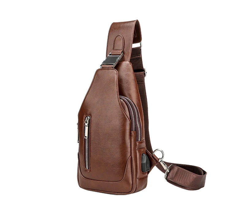 2019 новая брендовая мужская сумка на грудь Повседневная кожаная сумка через плечо сумки для мужчин нагрудная сумка с USB интерфейсом