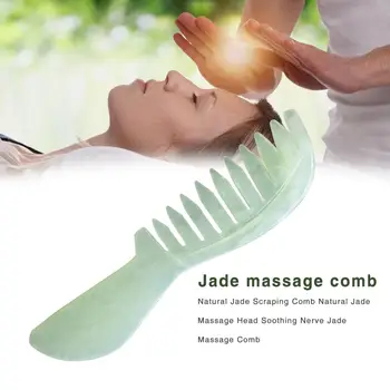 

Natural Jade Scraping Comb Natural Jade Massage Head Soothing Nerve Promotes Blood Circulation Jade Massage Comb Portable