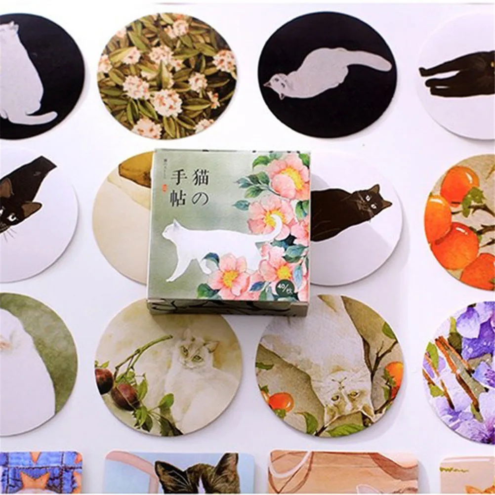 40 шт цветок кошка Выпекать бумажная наклейка для творчества украшения