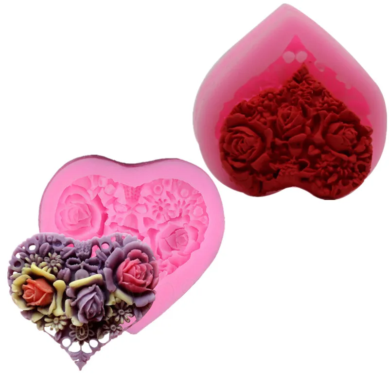 

5.2x5.1cm Hand Made Soap Mold Mould Silicone Heart Shape Crafts Soap Making Mold Mould Soap Making Tools