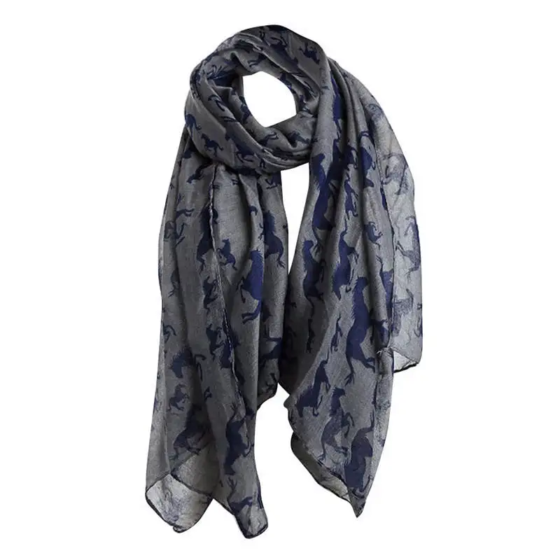  Women Ladies Horse Print Pattern Lace Long Scarf Warm Wrap Shawl handkerchief women's scarves handkerchief hijab scarf 40FE278