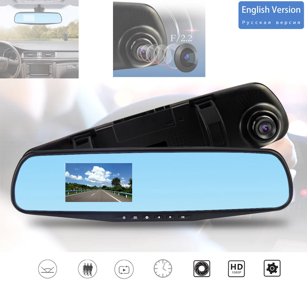 

3.2'' HD Dashcam Car DVR Video recorder loop recording Mirror DVRS Blue mirror screeen for car rear mirror recorder dash cam