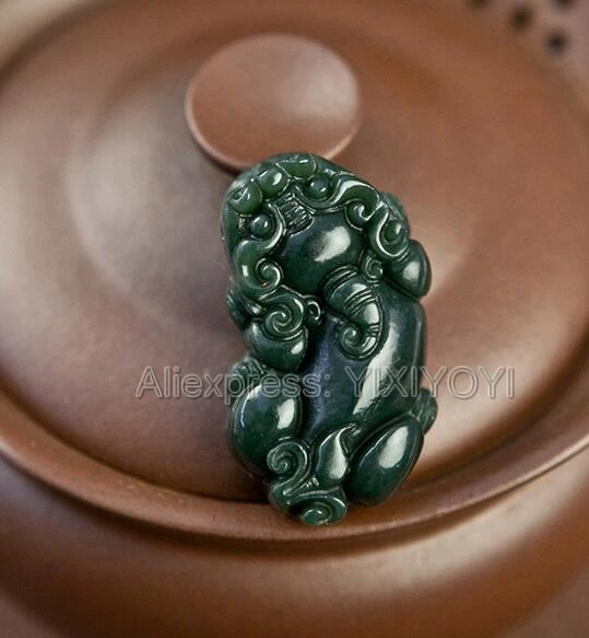 Красивый природный зеленый Хотан нефрит резной китайский милый PiXiu амулет счастливый кулон+ ожерелье сертификат ювелирные изделия