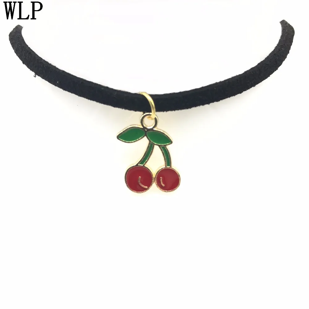 WLP Горячее предложение Новая мода ожерелье колье Bijoux черный, бархатный, кожаный ананас из кристаллов яблоко кулон Макси массивные Чокеры ожерелье