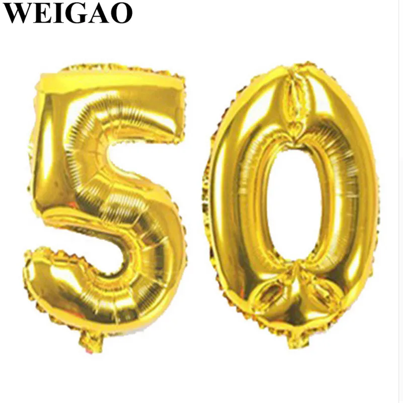 WEIGAO 30/40/50/60th латексные шары для взрослых Декор ко дню рождения конфетти воздушные шары Юбилей День рождения украшения 30 лет воздушные шары - Цвет: 50 16inch