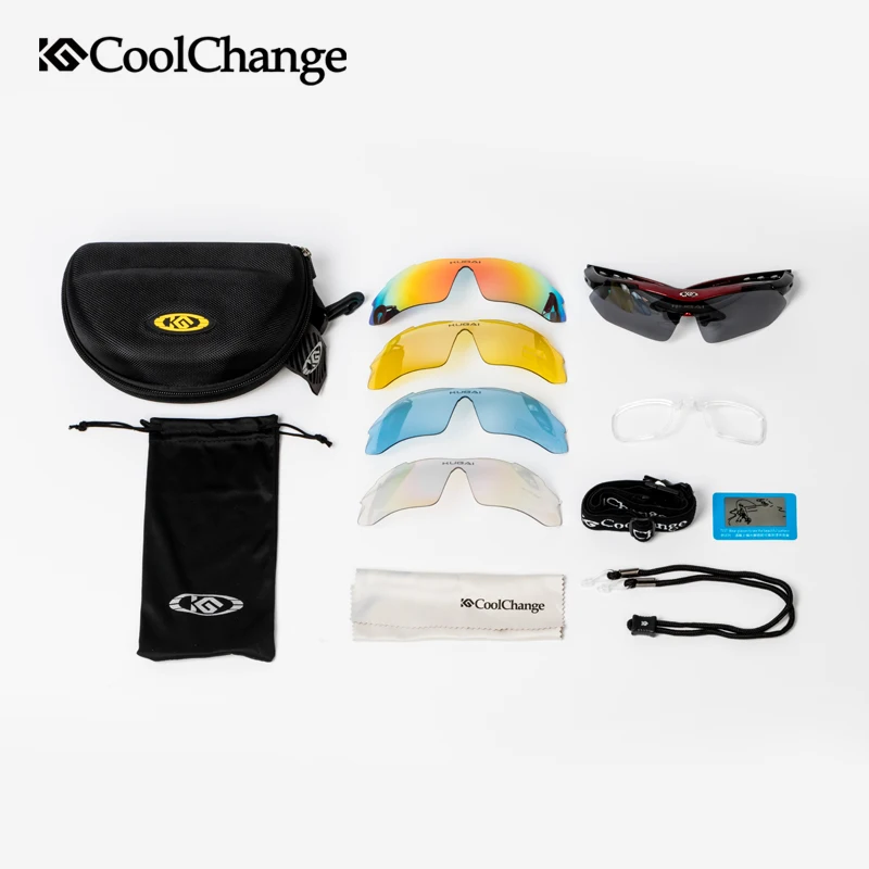 CoolChange Professional Polarized Cycling Glasses Bike Goggles Outdoor Sports Bicycle Sunglasses With 5 Lens Myopia Frame