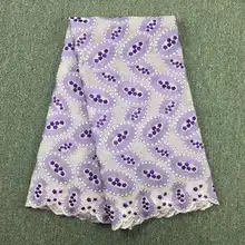 

High Quality African Swiss Cotton Voile Lace, Lilac + Purple 062 Free Shipping 5yards/Lot, 100% Cotton Lace For Wedding