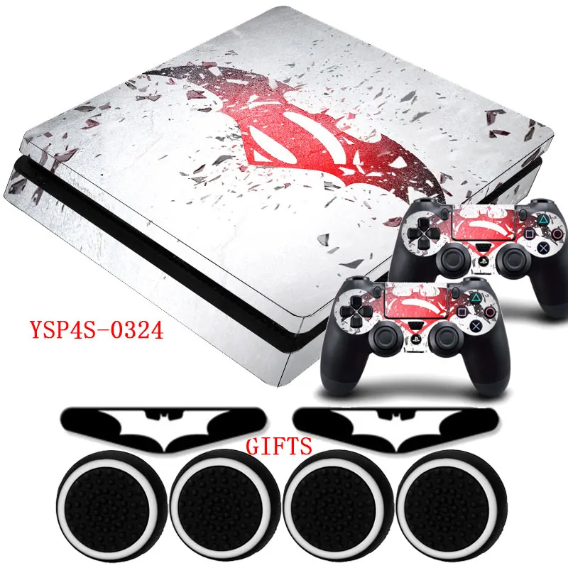 Skin PS4 Slim Batman LOGO Vinyl HD Host Sticker Decal +2x LED Stickers
