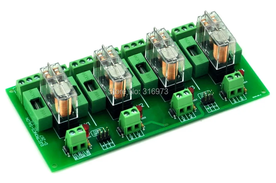 

Fused 4 DPDT 5A Power Relay Interface Module, G2R-2 12V DC Relay.
