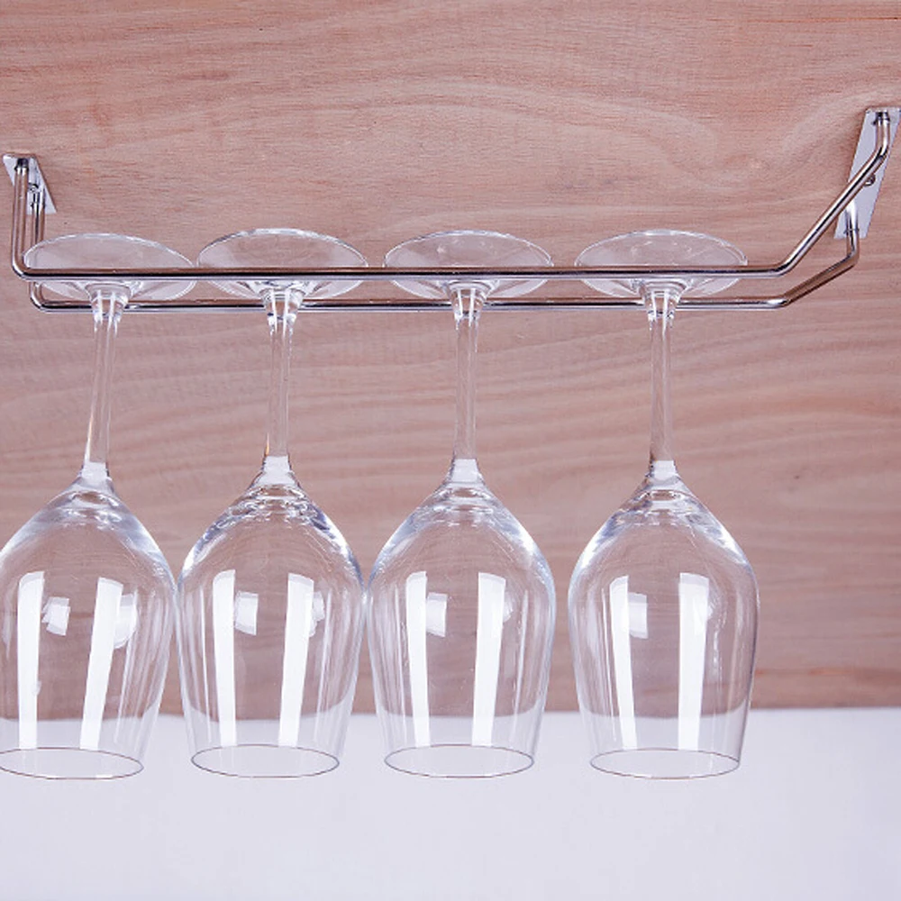 27/35/55cm Stainless Steel Kitchen Home Supplies Wine Glass Rack Hanging Large Chrome Stemware Holder Under Cabinet