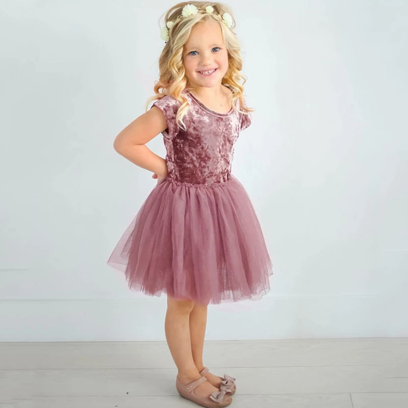 

Girls Dress 2018 New Casual Mesh Elegant Girl Dresses for Party Wedding Children Clothing 2 4 6 Years Kids Pink Princess Dress