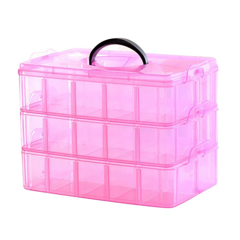 

3 Layer Portable Plastic Nail Art Makeup Container Manicure Storage Boxes(Random Color)