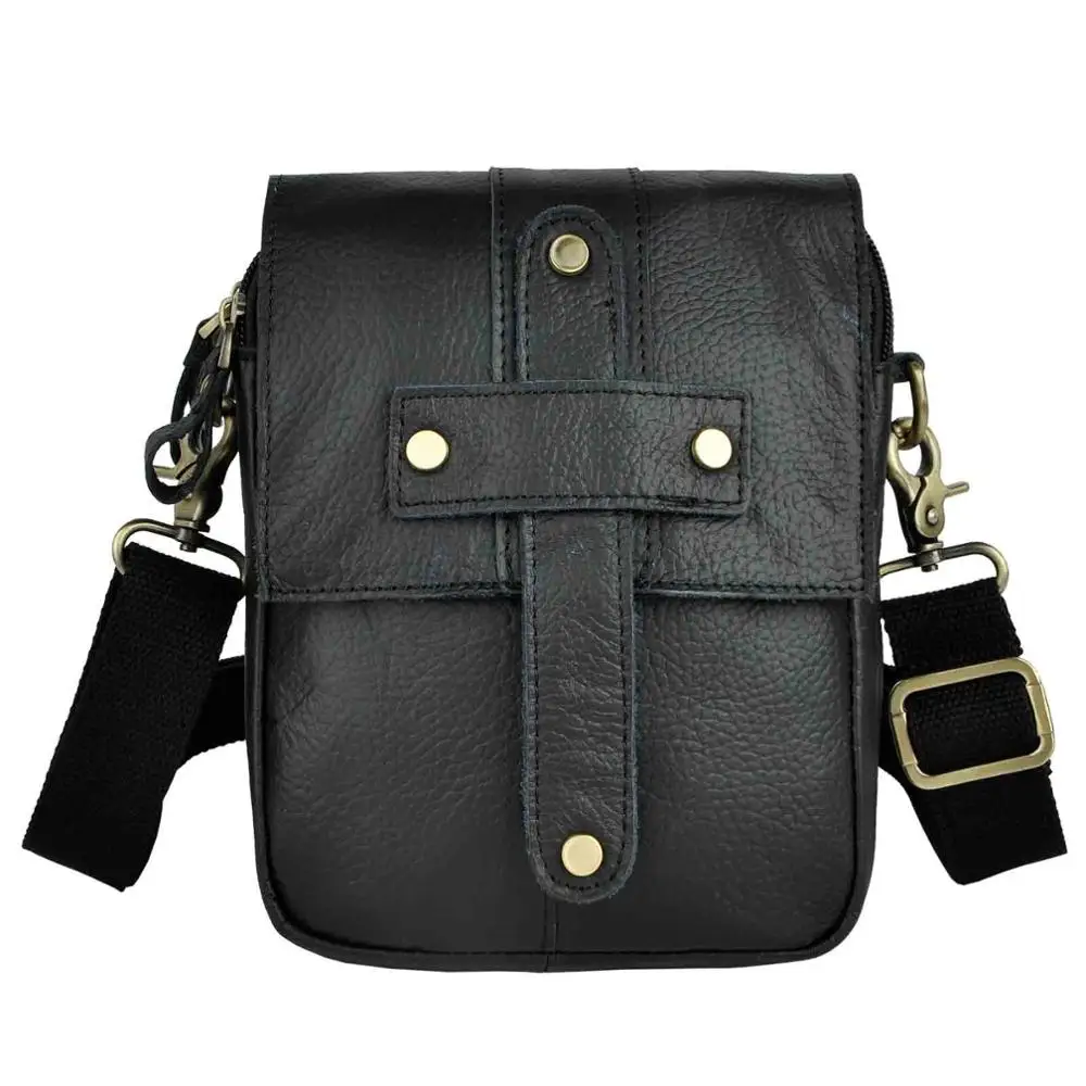 Кожаная мужская повседневная многофункциональная маленькая сумка через плечо дорожная сумка через плечо поясная сумка портсигар чехол для планшета 8306c - Цвет: Black
