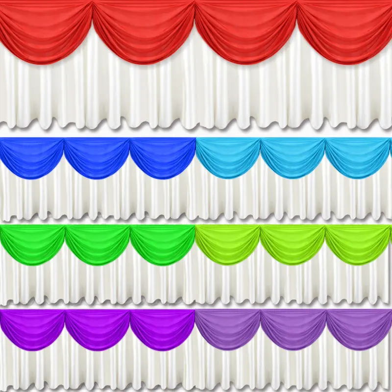 

10 ft length Luxury table skirt with swag for wedding decoration customized color event party hotel table skirting