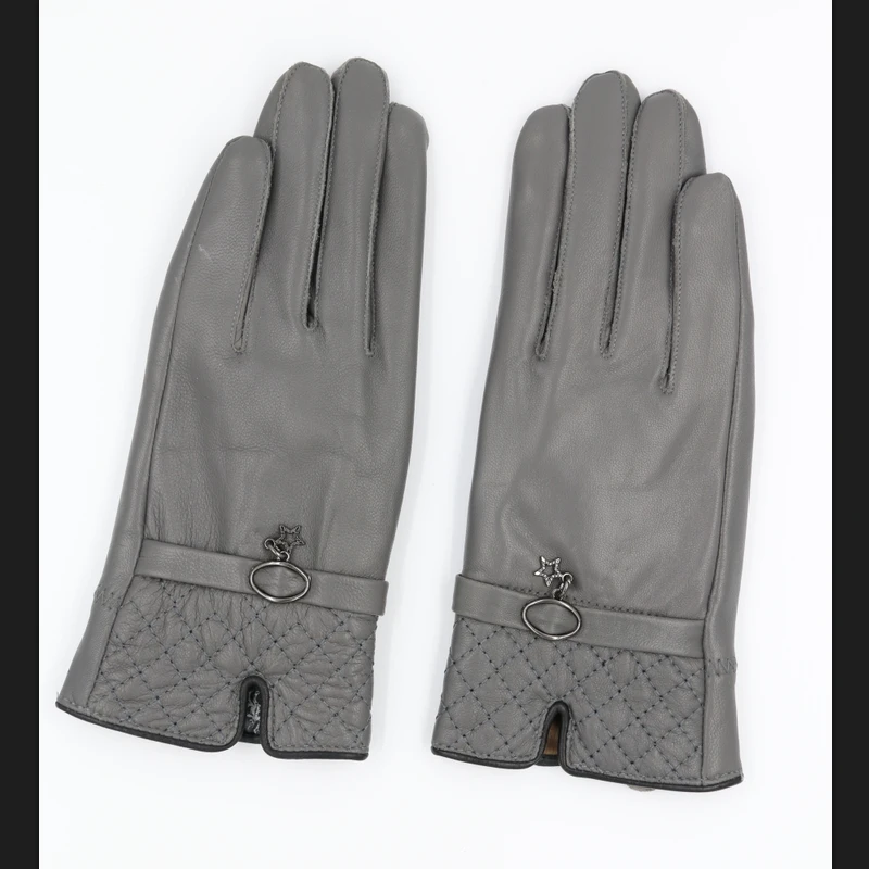 Harppihop осенние и зимние перчатки из натуральной кожи для женщин новые модные брендовые черные теплые перчатки для вождения варежки GSL016