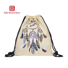 Для школы для подростка сумки для девочек 3D перо ветер колокол дизайн детский рюкзак на шнурке для женщин и мужчин повседневные сумки для хранения на шнурке
