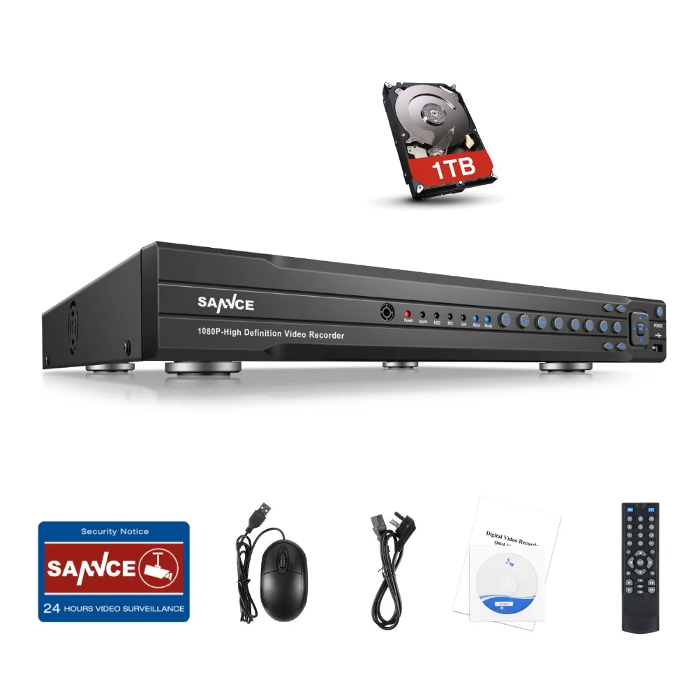 

SANNCE 1080P HD 16CH Onvif DVR H.264 Video Recorder CCTV Surveillance System IP Analog Camera Security Home HDD RS485 DVR Kit