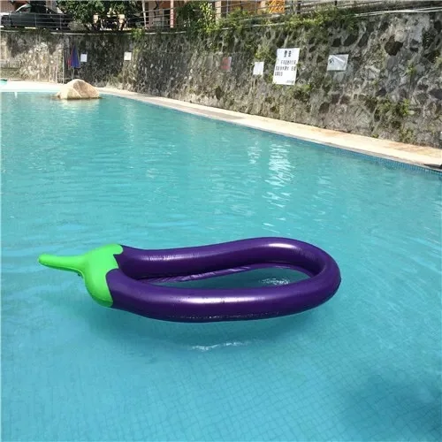 Children Eggplant Shape Inflatable Water Toy Outdoor Swimming Ring Adult Child Beach Pool Sea Toy Summer Cute Sunbathe Bed 2021 5