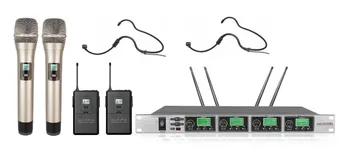 

Bolymic UHF 4 X 50 Channels PLL Wireess 2 Handheld 2 Headset Microphone System