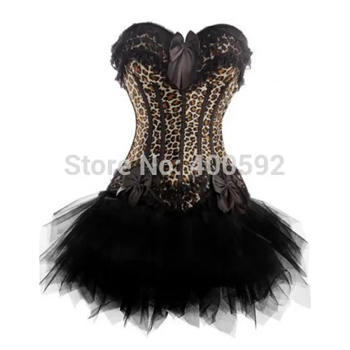 Burlesque Dance Costume Showgirl Costume Leopard Corset Can Can Tutu