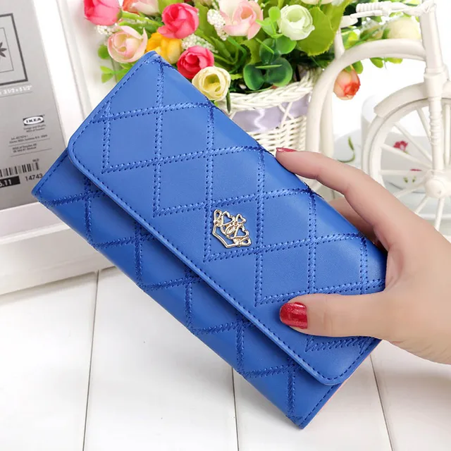 Portefeuille Compagnon Cuir Bleu Pour Femme