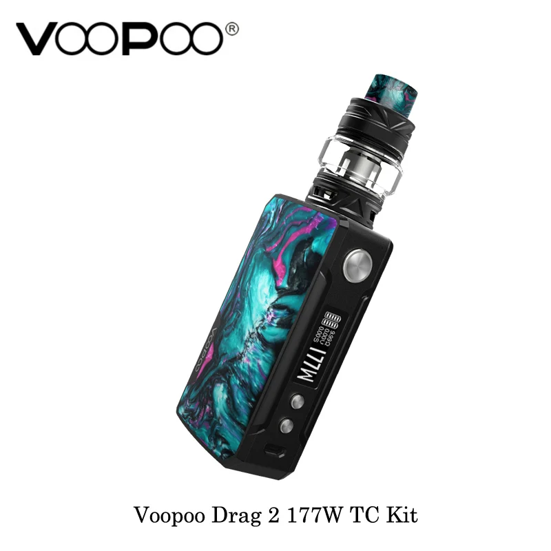 Billige Lager Voopoo Drag 2 Platin 177W TC Kit elektronische zigarette Mit Uforce T2 Angetrieben Durch Dual 18650 Vape Verdampfer VS Shogun X217