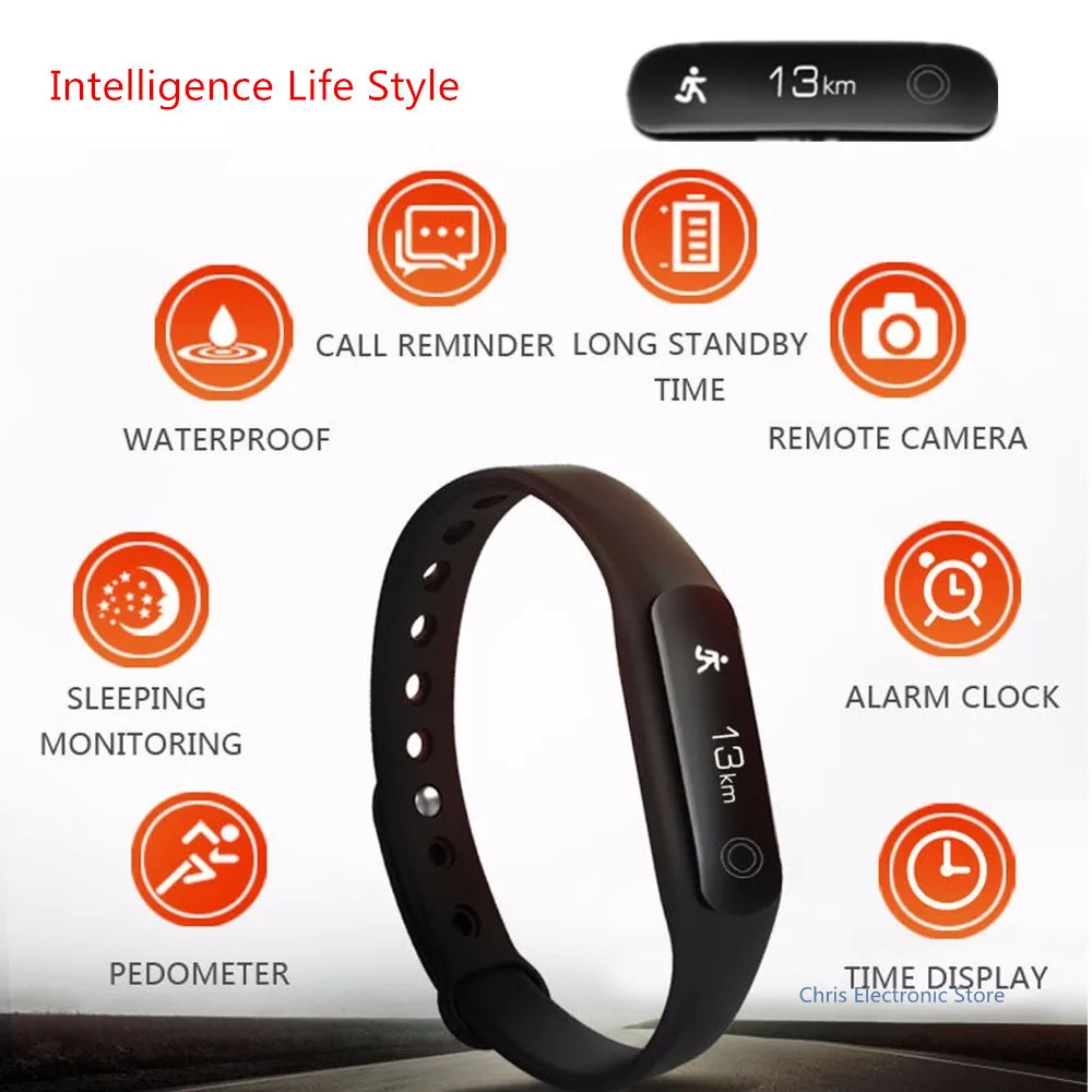 Mesuvida U02 Sleep Monitor Smart Wristband Long Standby Remote Camera Smart Bracelet OLED Bluetooth 4 0