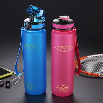 

UZSPACE 0%BPA Plastic Sports Water Bottle Protein Shaker Portable Tour Outdoor Camp Tea Fruit My Drink Bottle 500/650/1000ml